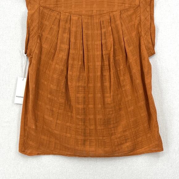 PHAROAH COLLECTION Audrey Band Sleeve Shirt Womens Medium Gossamer Check Cotton - Picture 9 of 14